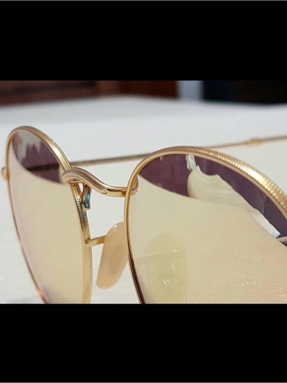 Ray-Ban Round Metal Sunglasses in Gold with Pink Gradient Lenses - Picture 2 of 6